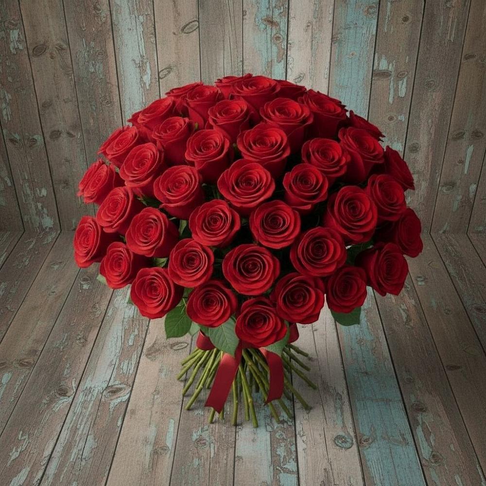 Букет 55 Красных роз Фридом в Миньяре