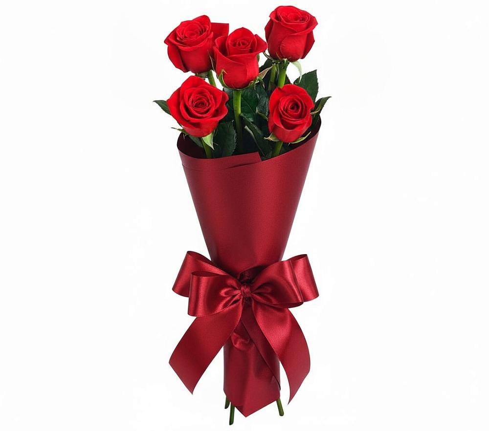 Букет 5 Красных роз Эдлесс Лав в Миньяре