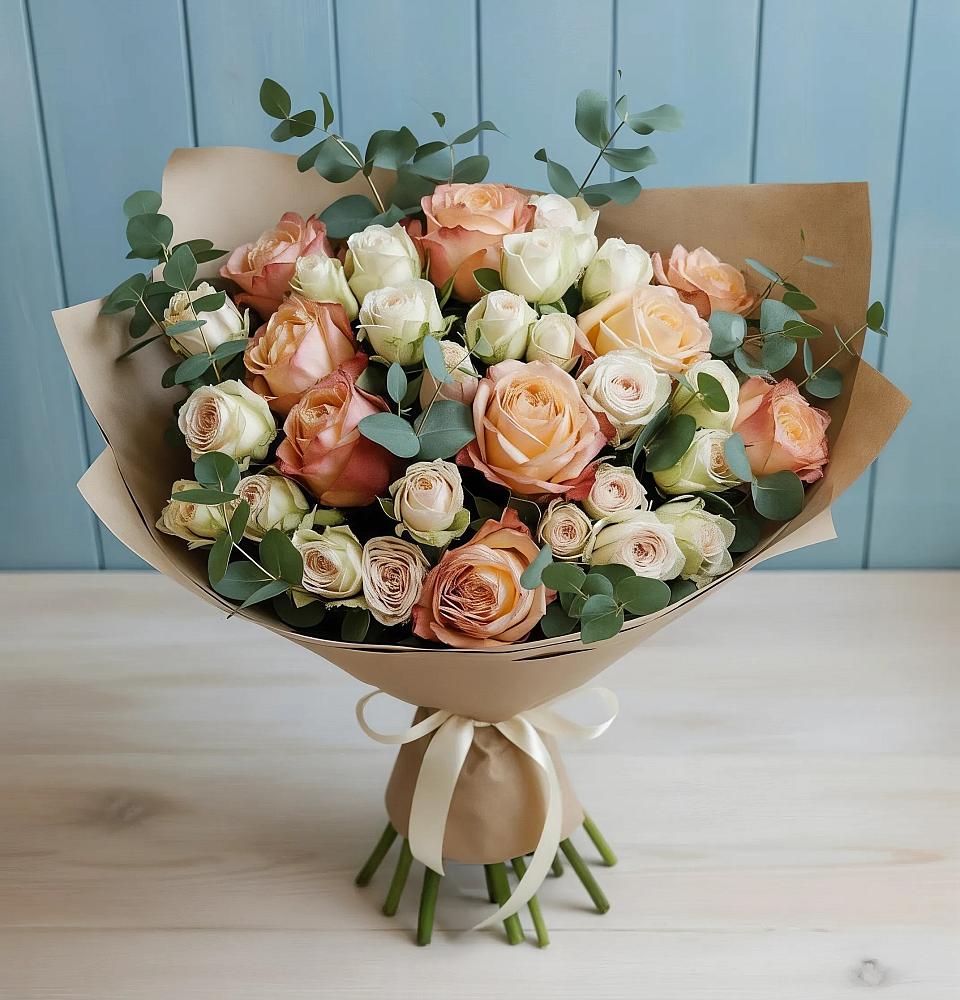 Букет цветов из: Альстромерии и Розы в Миньяре