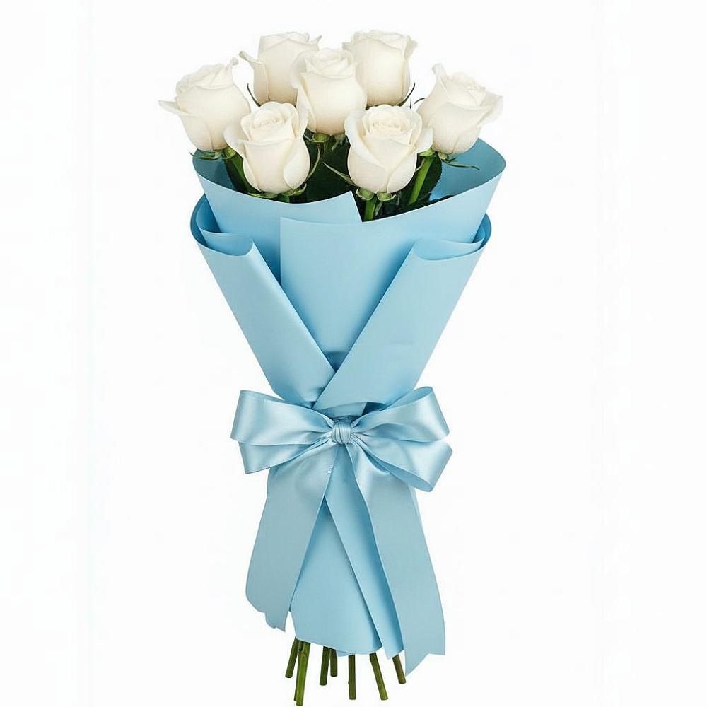 Букет 7 белых роз Проуд в Миньяре