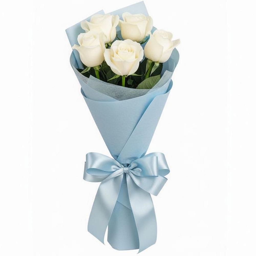 Букет 5 Белых роз Проуд в Миньяре