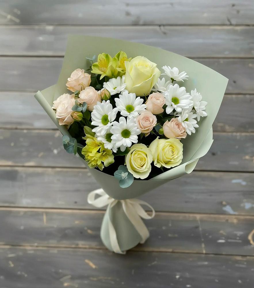 Букет цветов из: Альстромерии, Розы и Хризантемы в Миньяре