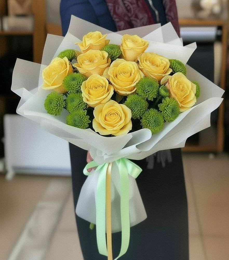 Букет цветов из: Хризантемы и Розы в Миньяре