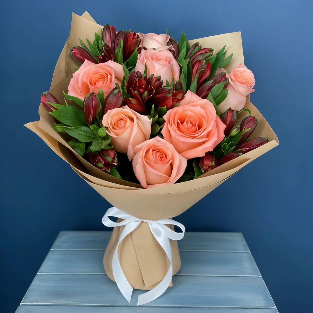 Букет цветов из: Розы и Альстромерии в Миньяре