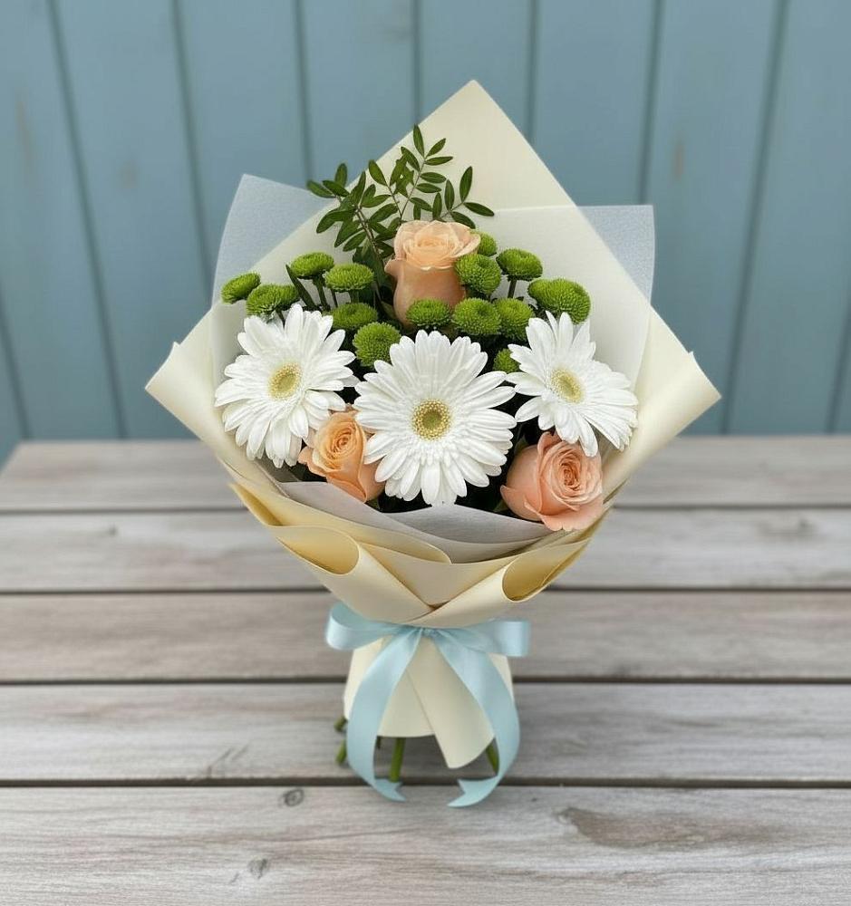 Букет цветов из: Герберы, Розы и Хризантемы в Миньяре
