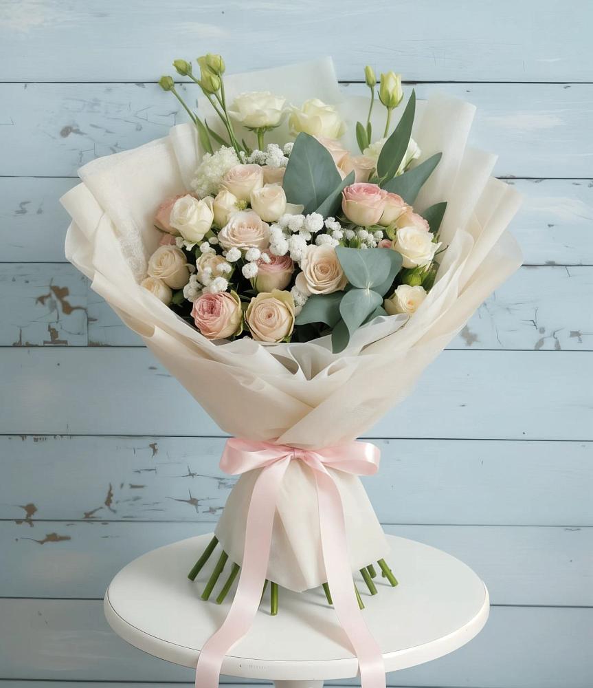 Букет цветов из: Розы и Лизиантусы в Миньяре