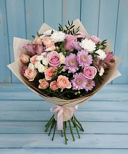 Букет цветов из:  Хризантемы, Розы и Альстромерии в Миньяре