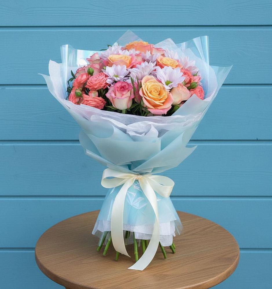 Букет цветов из: Хризантемы и Розы в Миньяре