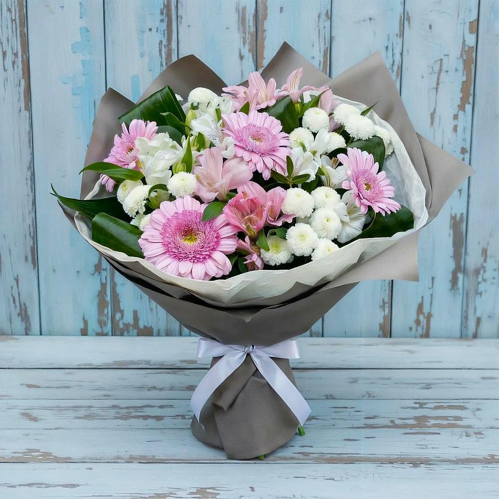 Букет цветов из: Герберы, Альстромерии и Хризантемы в Миньяре