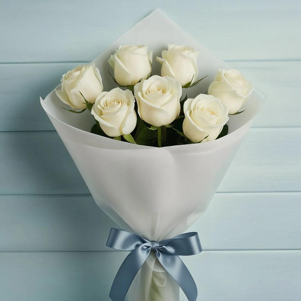 Букет 7 Белых роз Эдлесс Лав в Миньяре
